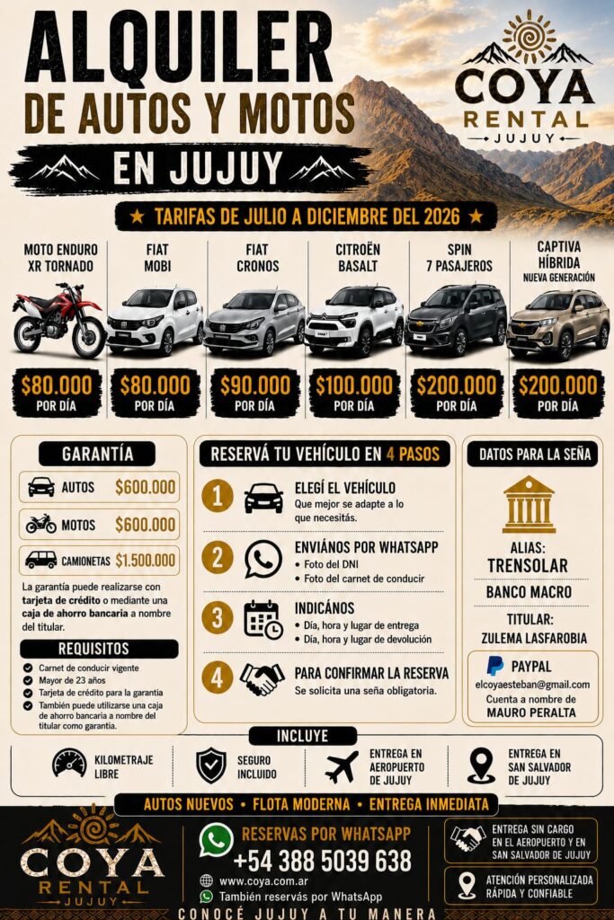 Precios para julio en jujuy de alquiler de auto VACACIONES DE INVIERNO en jujuy Precios para julio en jujuy de alquiler de auto VACACIONES DE INVIERNO en jujuy